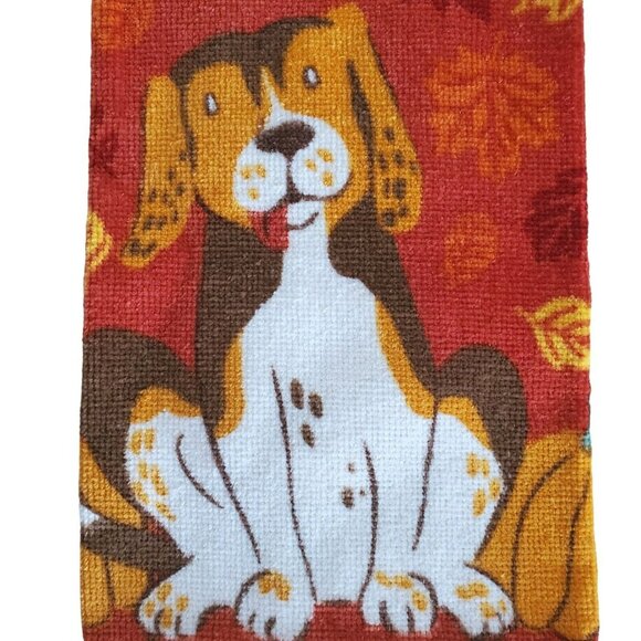 New Fall Dog Kitchen Towel Set 2-Pack Puppy Beagle Autumn Leaves Pumpkins Gourds - Picture 6 of 9